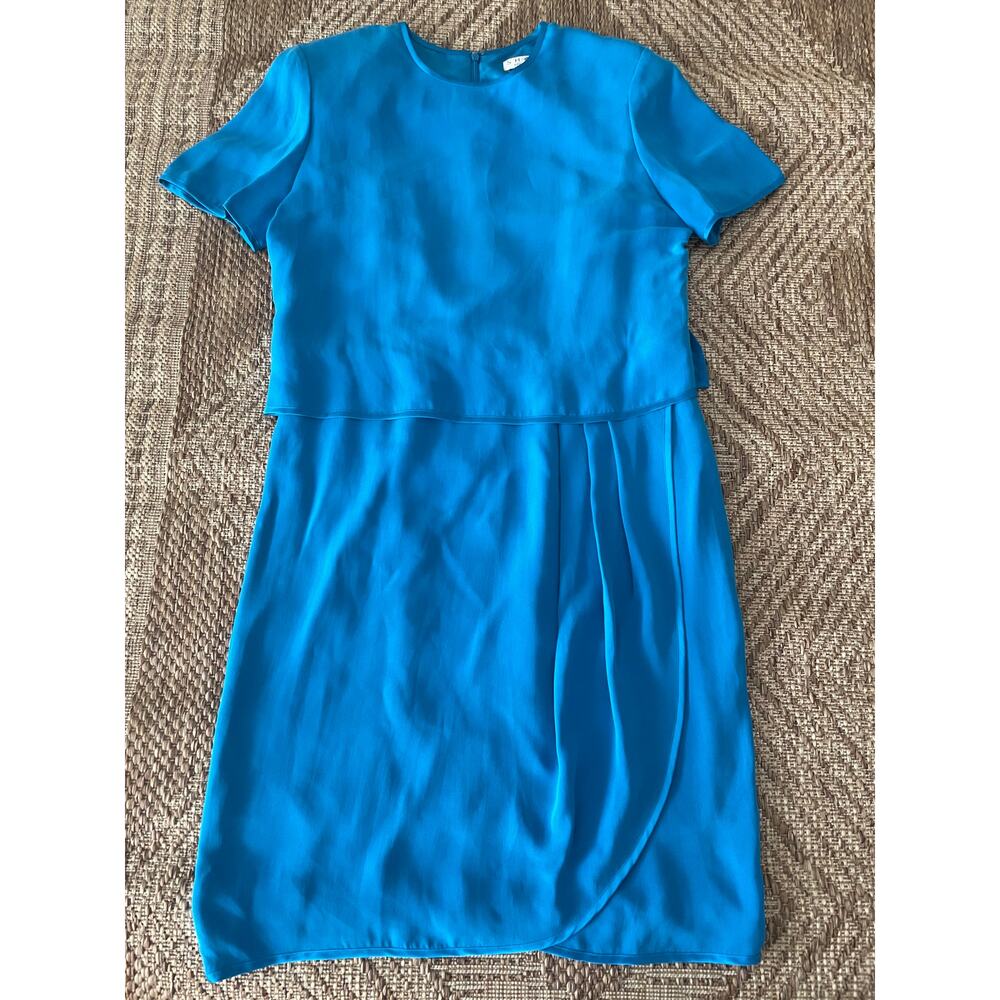 Vintage SHOMI by Miller Shor SZ 12 100%Silk Blue Dress